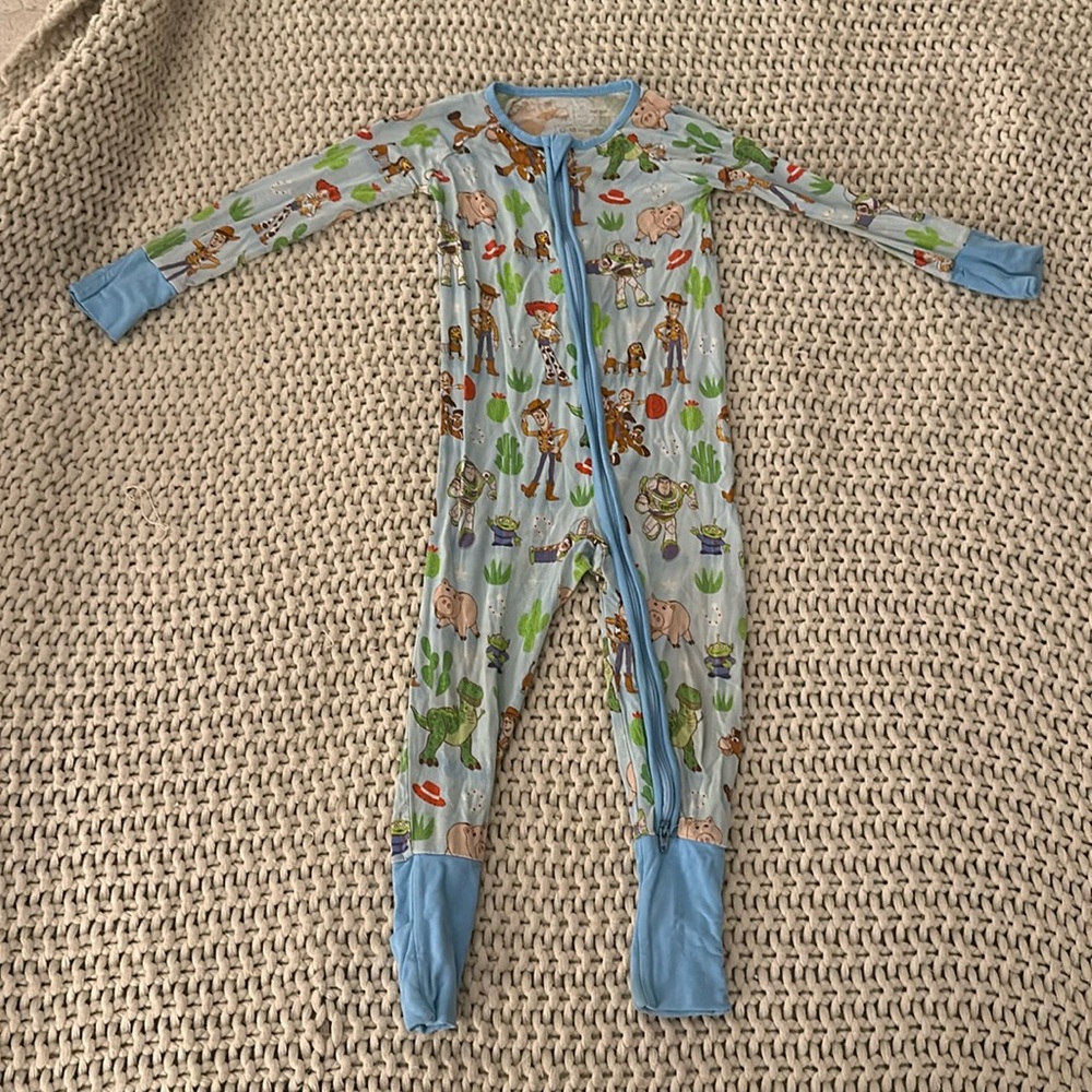 Gently Worn Little Sleepies Bamboo Toy Story Zippie. Size 12-18 months.